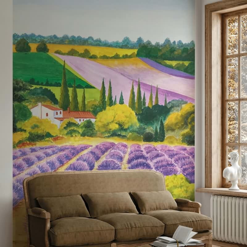 Digitaldruck Landschaft Grafisch Natur matt in Lila für Wohnzimmer, Schlafzimmer, Büro (35642)
