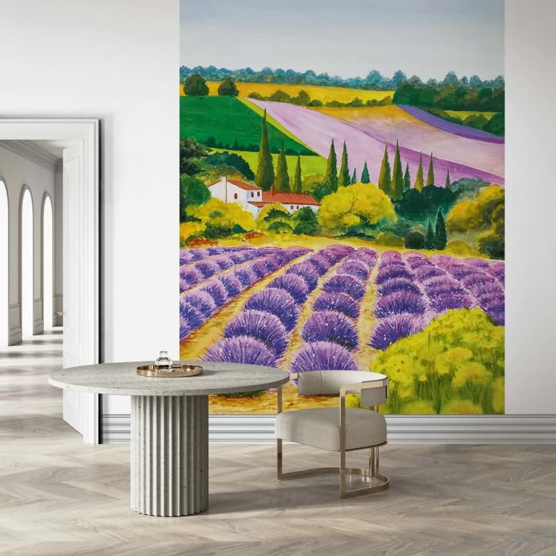 Digitaldruck Landschaft Grafisch Natur matt in Lila für Wohnzimmer, Schlafzimmer, Büro (35642)