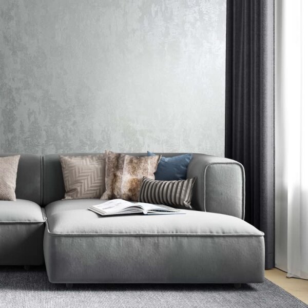 Vliestapete Betonoptik Metalloptik Modern glänzend in Silber für Wohnzimmer, Schlafzimmer, Büro (35681)