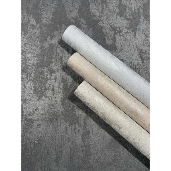 Vliestapete Betonoptik Metalloptik Modern glänzend in Silber für Wohnzimmer, Schlafzimmer, Büro (35681)