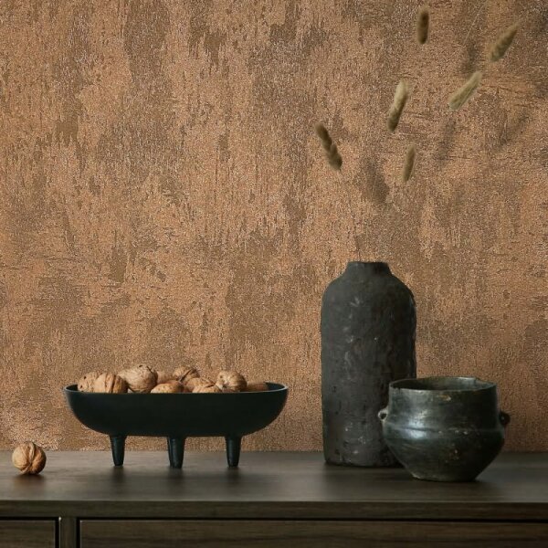 Vliestapete Betonoptik Metalloptik Modern glänzend in Kupfer für Wohnzimmer, Schlafzimmer, Büro (35683)