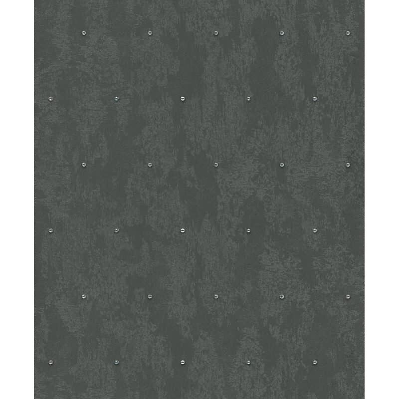 Vliestapete Betonoptik, Strasssteine Metalloptik Modern glänzend in Schwarz für Wohnzimmer, Schlafzimmer, Büro (35691)