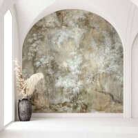 Digitaldruck gezeichneter Wald beige, weiß,...