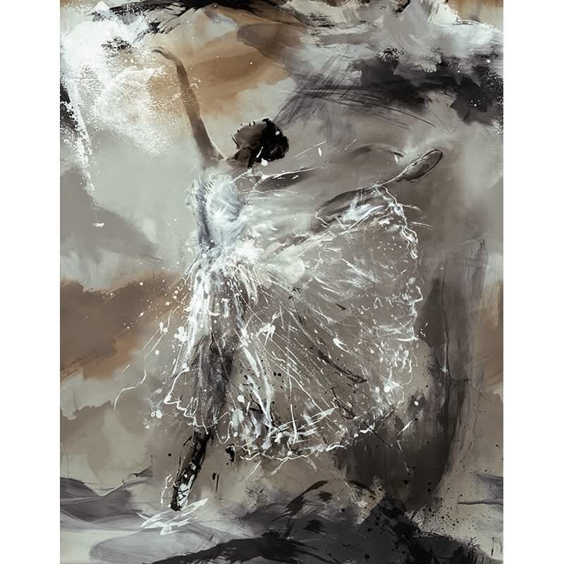 Digitaldruck Tänzerin Ballerina grau, braun, schwarz Grafisch (35097)