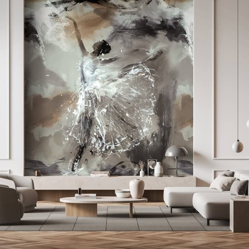 Digitaldruck Tänzerin Ballerina grau, braun, schwarz Grafisch (35097)