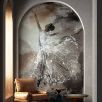 Digitaldruck Tänzerin Ballerina grau, braun, schwarz...