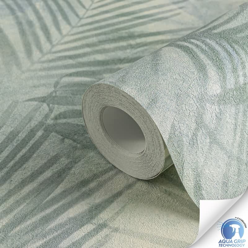 Vorgekleisterte Tapete in Dschungeloptik Grün- Palmen-Vliestapete modern (784521)