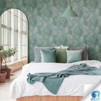 Vorgekleisterte Tapete in Dschungeloptik Gr&uuml;n-...