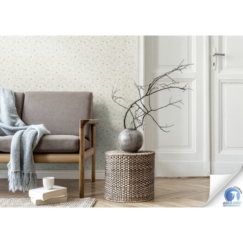 Vorgekleisterte florale Landhaus Tapete Rosa Grün Weiß - Blumenmuster Vliestapete (784551)