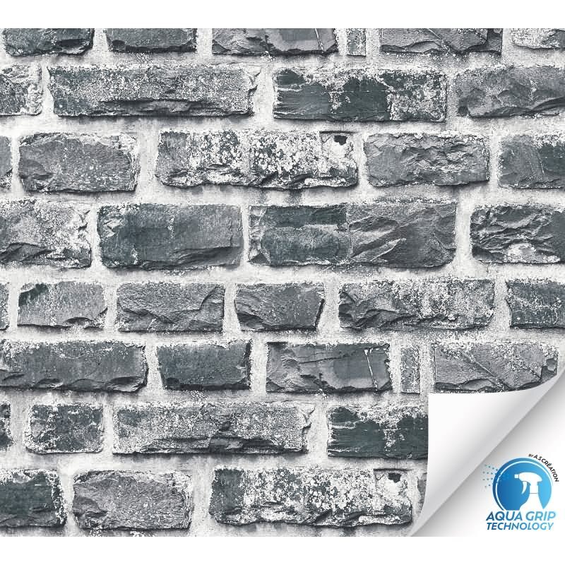 Vorgekleisterte Steintapete Grau Anthrazit Weiß - Industrial Loft Vliestapete 3D Steinoptik (784571)