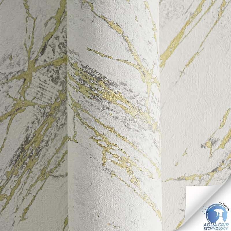 Vorgekleisterte Marmor-Tapete Weiß Gold Grau - Struktur Vliestapete modern (784581)