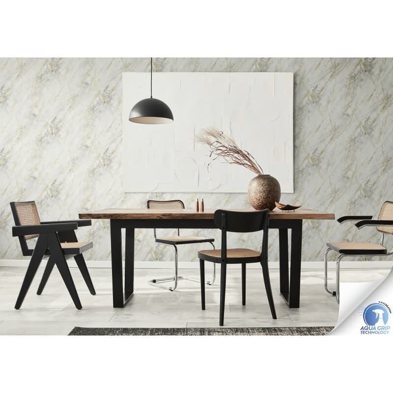 Vorgekleisterte Marmor-Tapete Weiß Gold Grau - Struktur Vliestapete modern (784581)