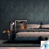 Vorgekleisterte Bl&auml;tter-Tapete Dschungel Dunkelblau...