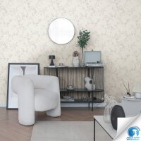 Vorgekleisterte florale Vliestapete Weiß Rosa -...