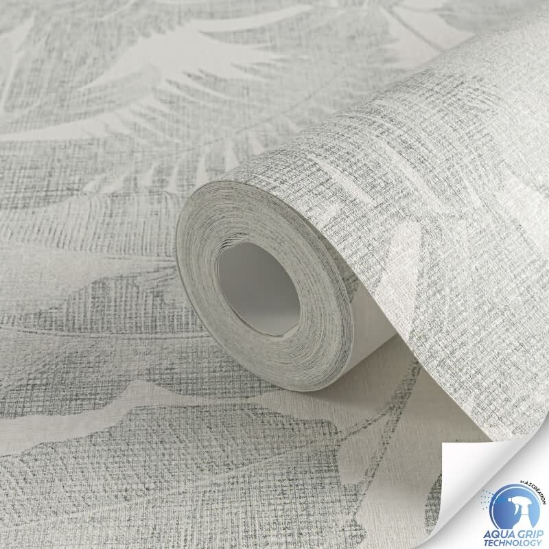 Vorgekleisterte Tapete in Dschungeloptik Grün Weiß - strukturierte Blätter-Vliestapete (784981)