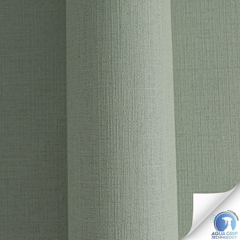 Vorgekleisterte Unitapete mit Textilstruktur Grün - einfarbige Textil-Vliestapete (784991)