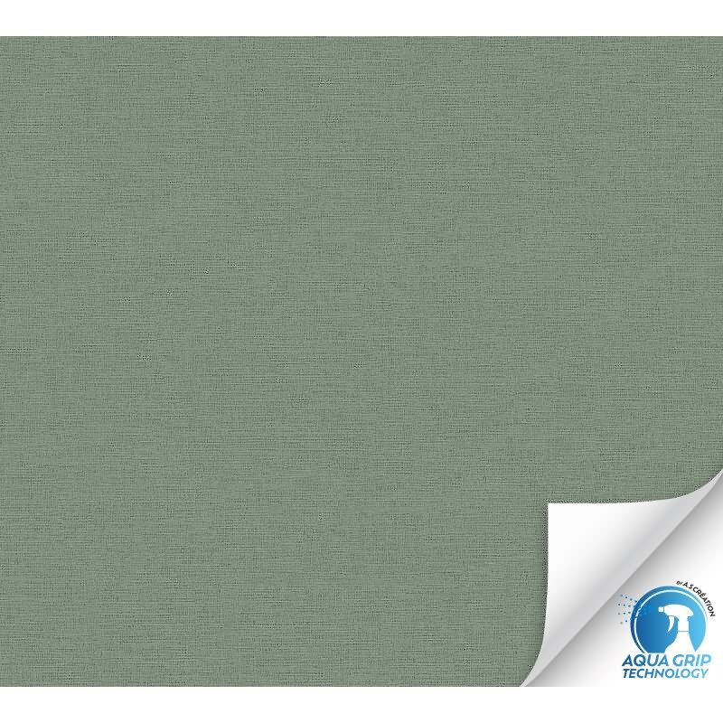 Vorgekleisterte Unitapete mit Textilstruktur Grün - einfarbige Textil-Vliestapete (784991)