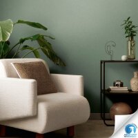 Vorgekleisterte Unitapete mit Textilstruktur Gr&uuml;n -...