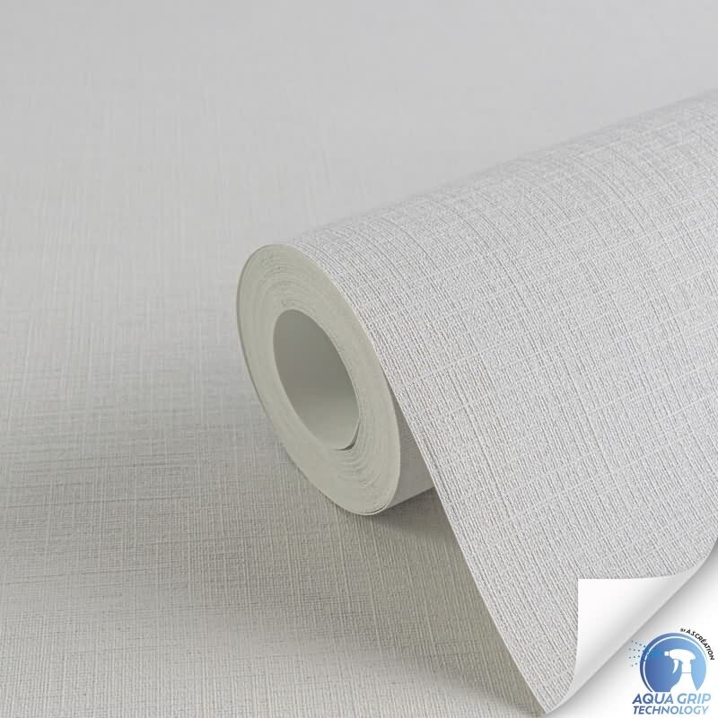 Vorgekleisterte Unitapete mit Textilstruktur Hellgrau - moderne einfarbige Vliestapete (784992)