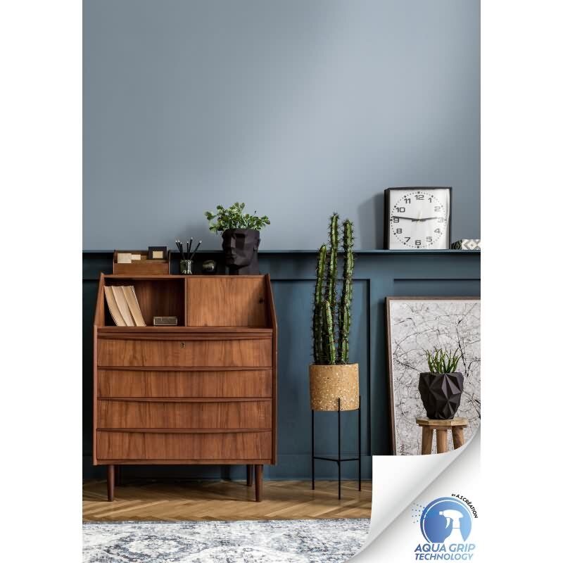 Vorgekleisterte Unitapete Textilstruktur Blau - helle Vliestapete einfarbig (785753)