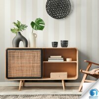 Vorgekleisterte Streifen-Tapete Creme Wei&szlig; -...