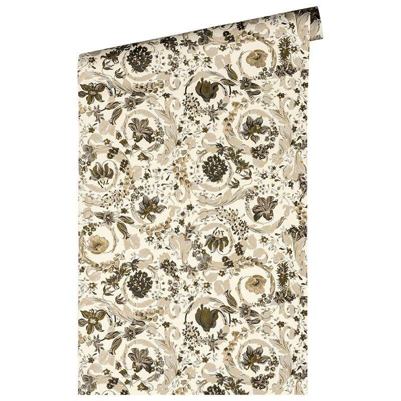 Tapete Gold, Kupfer, Grau, Silber VERSACE Satintapete (387066)