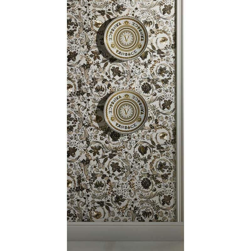 Tapete Gold, Kupfer, Grau, Silber VERSACE Satintapete (387066)