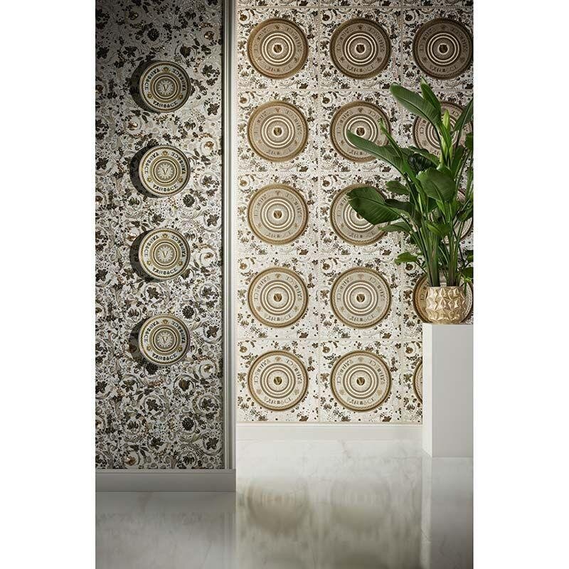 Tapete Gold, Kupfer, Grau, Silber VERSACE Satintapete (387066)