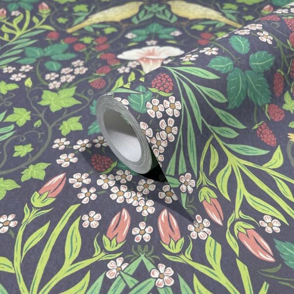 Vliestapete Vögel, Blumen Floral Natur in Schwarz für Wohnzimmer, Schlafzimmer, Lounge (47621)