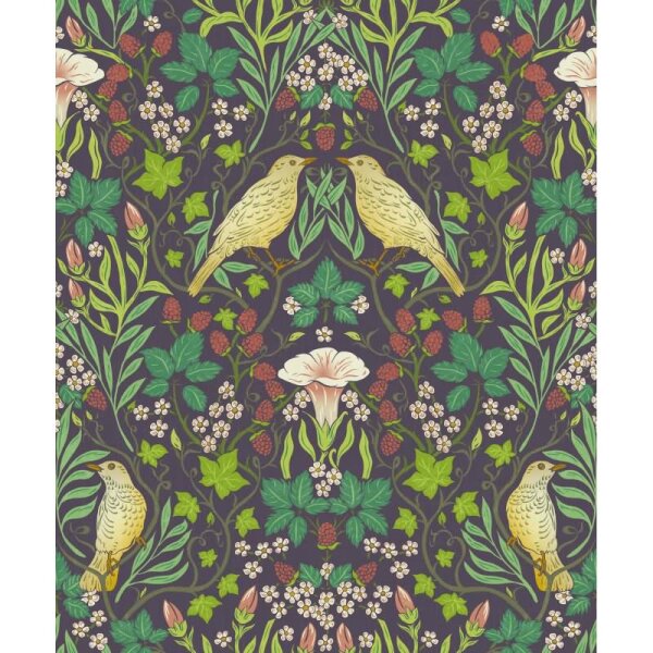 Vliestapete Vögel, Blumen Floral Natur in Schwarz für Wohnzimmer, Schlafzimmer, Lounge (47621)