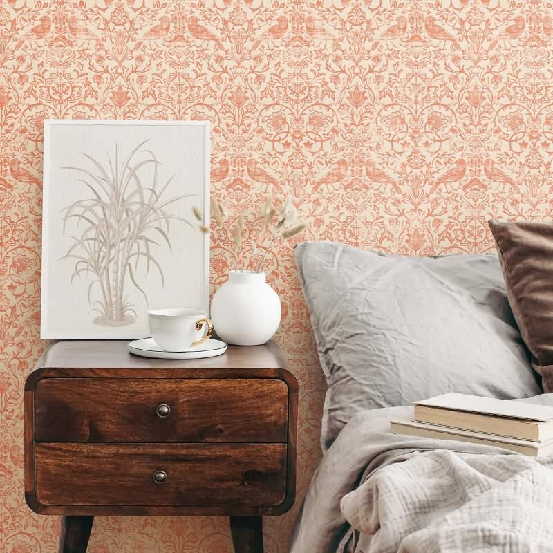 Vliestapete Vögel, Blumen Floral Natur in Beige für Wohnzimmer, Schlafzimmer, Lounge (47622)