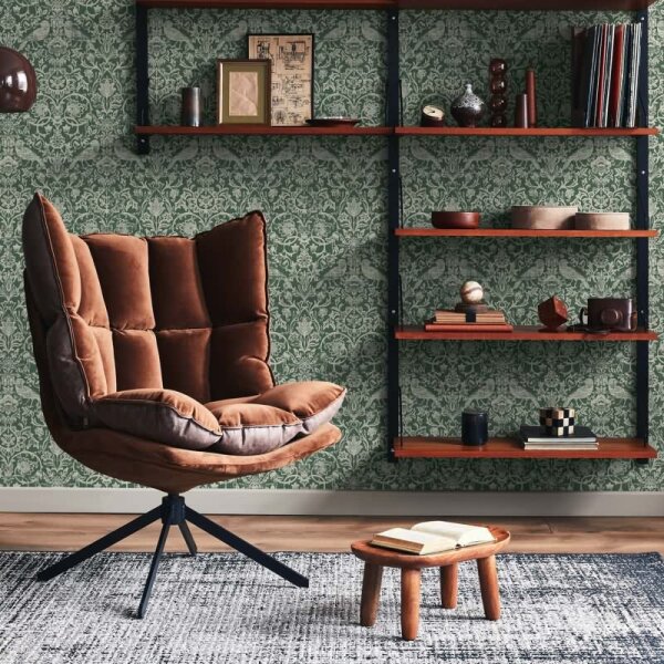 Vliestapete Vögel, Blumen Floral Natur in Grün für Wohnzimmer, Schlafzimmer, Lounge (47624)