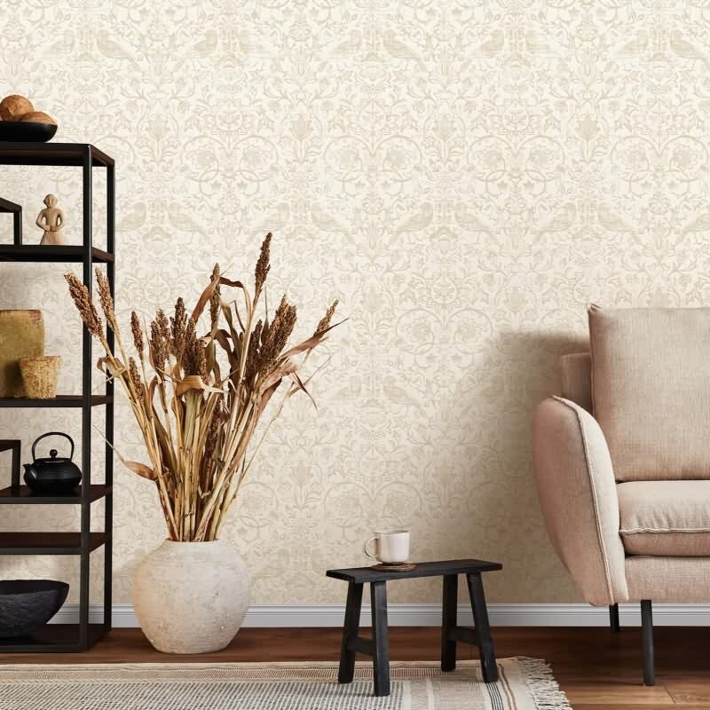 Vliestapete Vögel, Blumen Floral Natur in Grau für Wohnzimmer, Schlafzimmer, Lounge (47625)