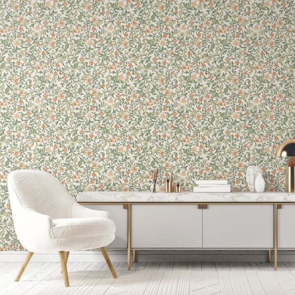 Vliestapete Blumen, Blattmotiv Floral Natur in Weiß für Wohnzimmer, Schlafzimmer, Lounge (47626)