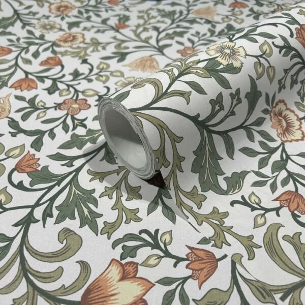 Vliestapete Blumen, Blattmotiv Floral Natur in Weiß für Wohnzimmer, Schlafzimmer, Lounge (47626)