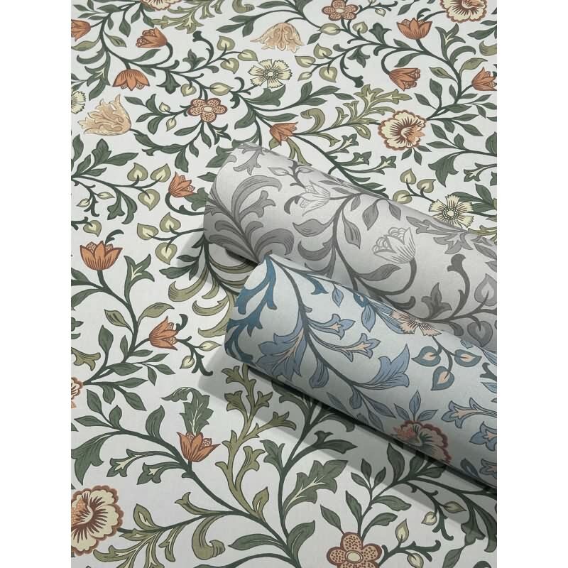 Vliestapete Blumen, Blattmotiv Floral Natur in Blau für Wohnzimmer, Schlafzimmer, Lounge (47627)