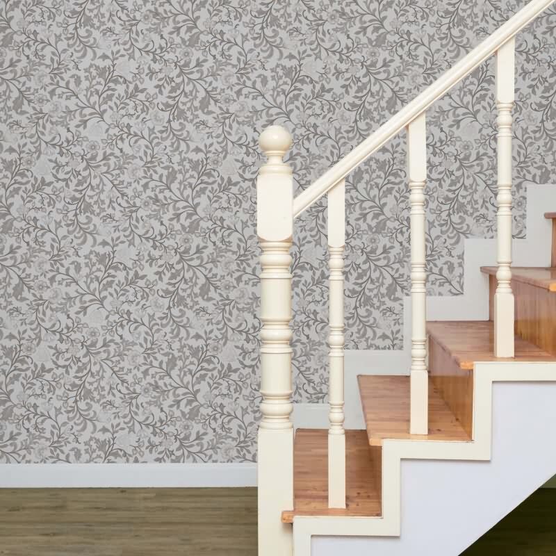 Vliestapete Blumen, Blattmotiv Floral Natur in Grau für Wohnzimmer, Schlafzimmer, Lounge (47628)