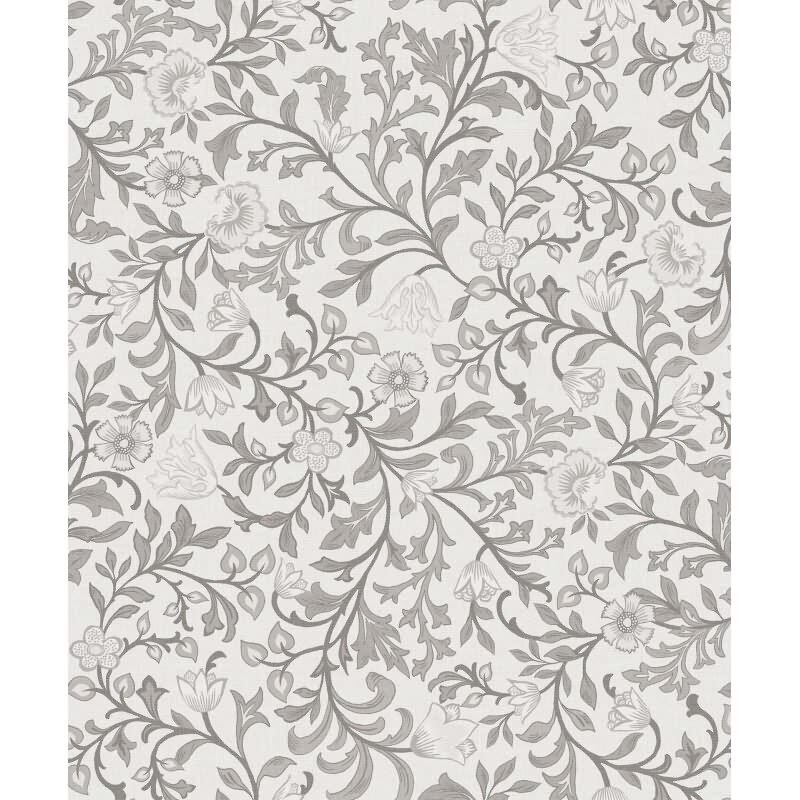 Vliestapete Blumen, Blattmotiv Floral Natur in Grau für Wohnzimmer, Schlafzimmer, Lounge (47628)