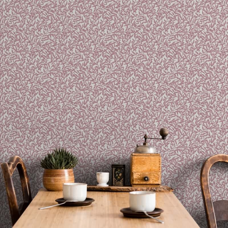 Vliestapete Blätter, Blattmotiv Floral Natur in Rot für Wohnzimmer, Schlafzimmer, Lounge (47638)
