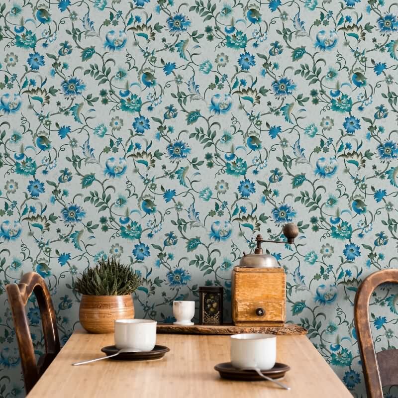 Vliestapete Blumen, Blätter Floral Natur in Grün für Wohnzimmer, Schlafzimmer, Lounge (47647)