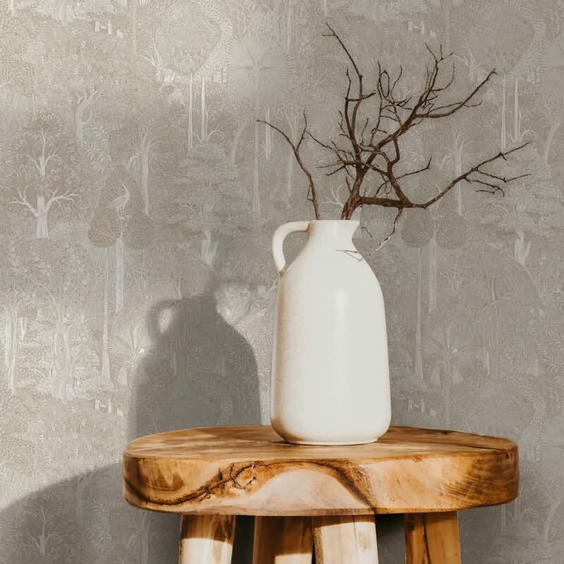 Vliestapete Wald, Bäume Floral Natur in Beige für Wohnzimmer, Schlafzimmer, Lounge (47649)