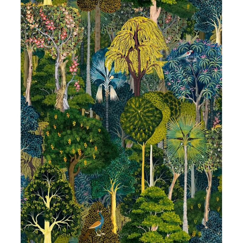 Vliestapete Wald, Bäume Floral Natur in Grün für Wohnzimmer, Schlafzimmer, Lounge (47650)