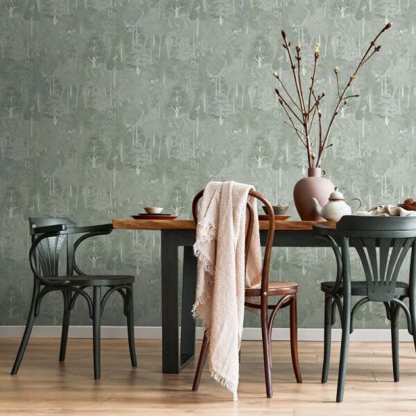 Vliestapete Wald, Bäume Floral Natur in Grün für Wohnzimmer, Schlafzimmer, Lounge (47651)