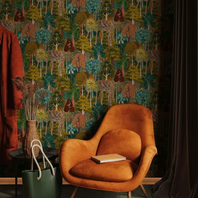 Vliestapete Wald, Bäume Floral Natur in Grün für Wohnzimmer, Schlafzimmer, Lounge (47652)