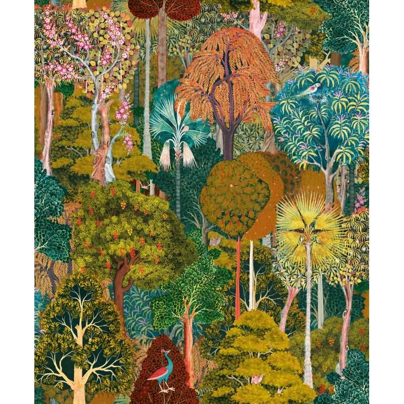 Vliestapete Wald, Bäume Floral Natur in Grün für Wohnzimmer, Schlafzimmer, Lounge (47652)