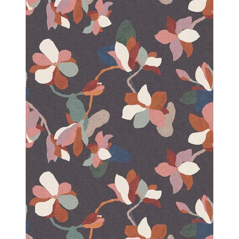 Digitaldruck Blumen, Blätter Floral Natur, Modern in Anthrazit für Wohnzimmer, Schlafzimmer (34302)