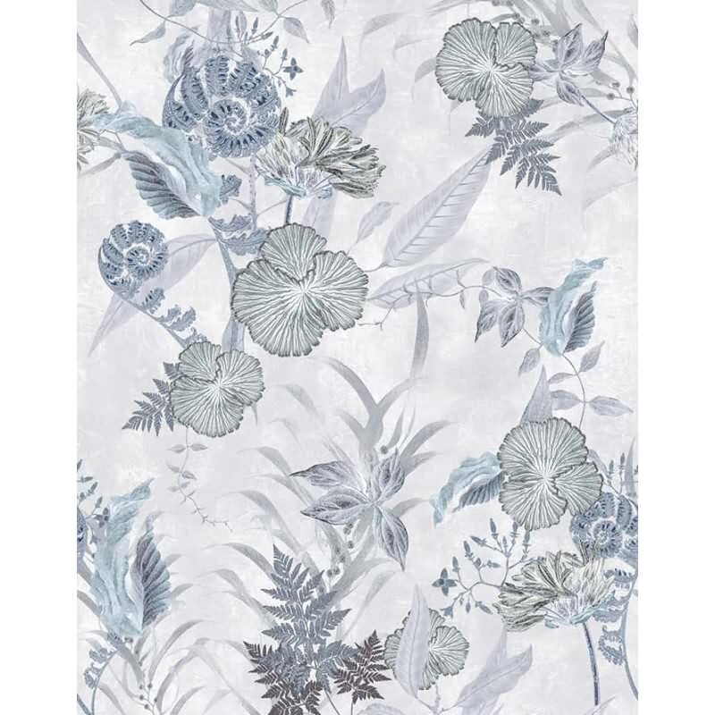 Digitaldruck Blumen, Blätter Floral Natur, Modern in Grau für Wohnzimmer, Schlafzimmer (34303)