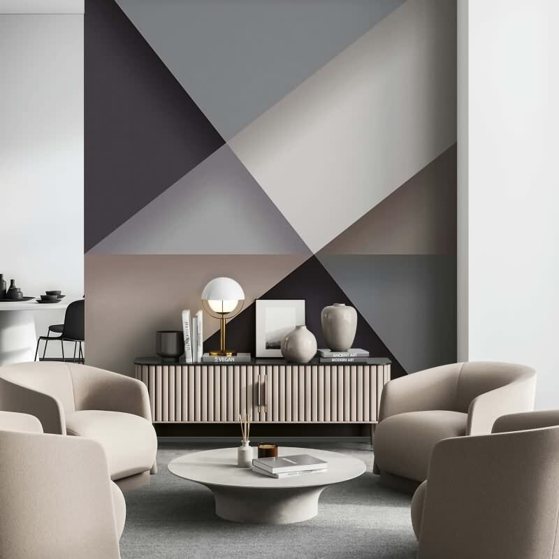 Digitaldruck 3D-Optik Grafisch Modern in Anthrazit für Wohnzimmer, Schlafzimmer (34310)