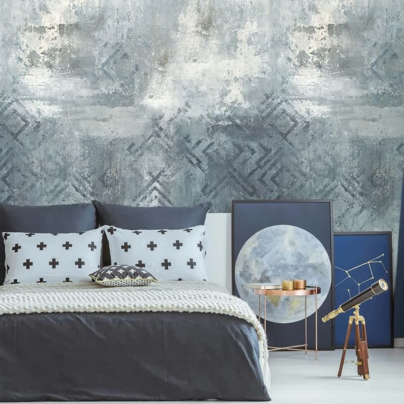 Digitaldruck Betonoptik Grafisch Modern in Grau für Wohnzimmer, Schlafzimmer (34311)
