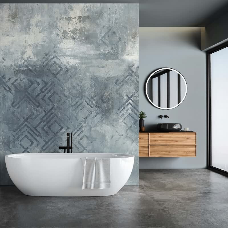 Digitaldruck Betonoptik Grafisch Modern in Grau für Wohnzimmer, Schlafzimmer (34311)